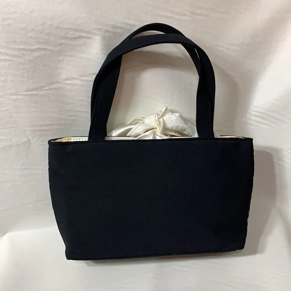 Black Evening Scarf And Black Purse White Bow Tie
